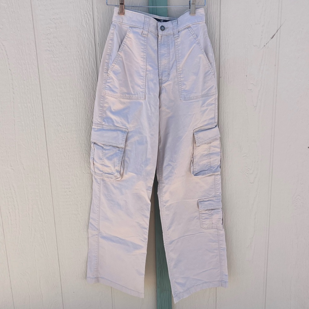 Hollister Ultra High Rise Baggy khaki cargo pants 25/0 Y2K Style